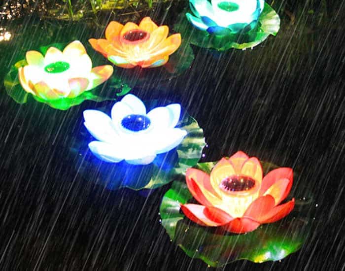 solar powered lotus lamp pool lights 